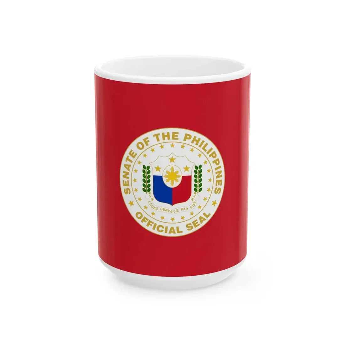 Flag of the Senate President of the Philippines (Philippines) White Coffee Mug 15oz - Go Mug Yourself