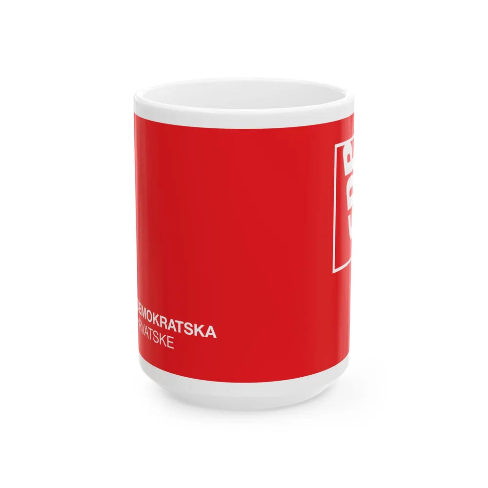 Flag of the Social Democratic Party of Croatia (Croatia) White Coffee Mug 15oz - Go Mug Yourself