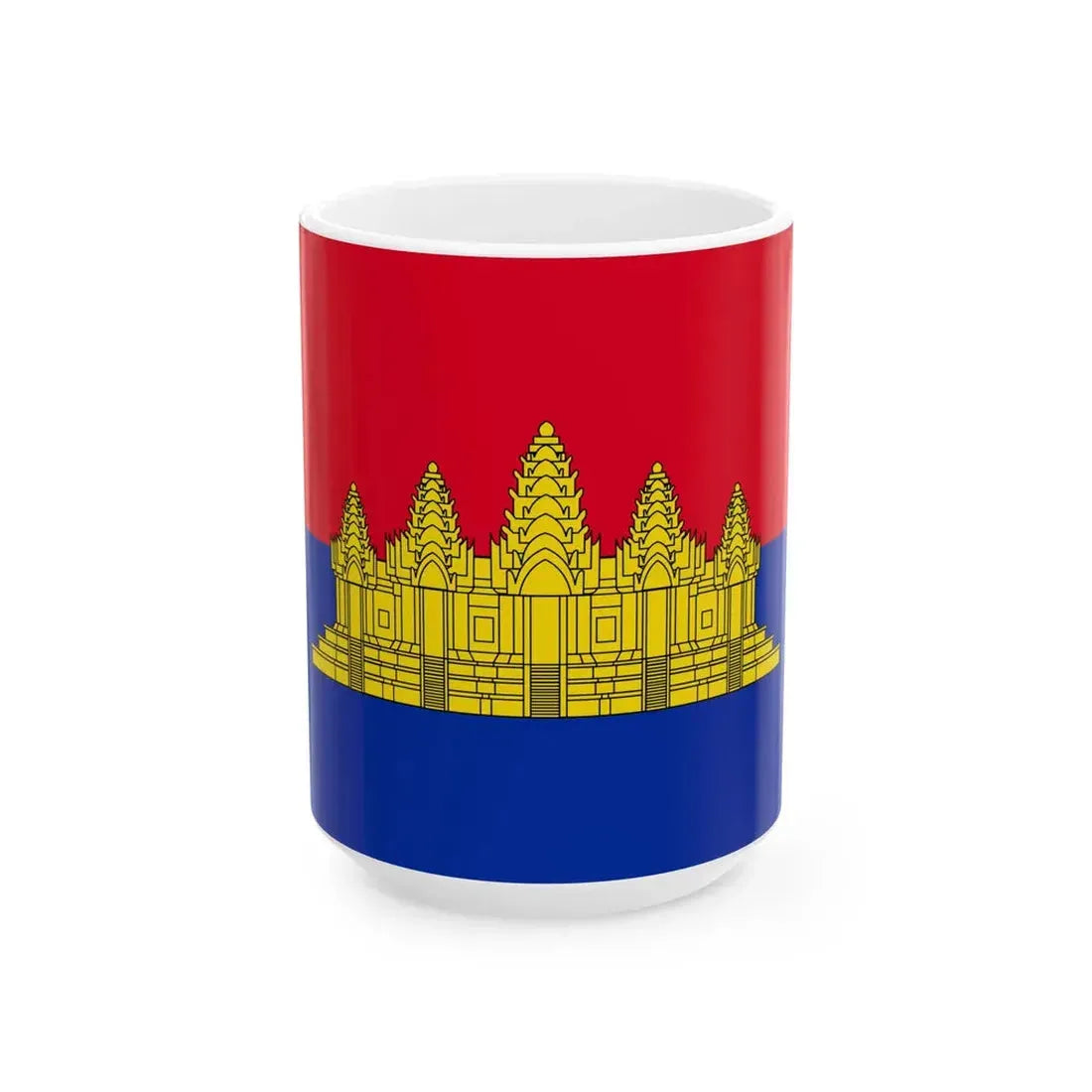 Flag of the State of Cambodia 1989-1992 (Cambodia) White Coffee Mug 15oz - Go Mug Yourself