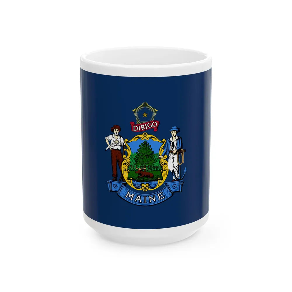 Flag of the State of Maine (United States) White Coffee Mug 15oz - Go Mug Yourself