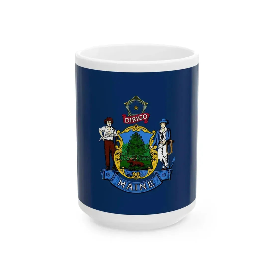 Flag of the State of Maine (United States) White Coffee Mug 15oz - Go Mug Yourself