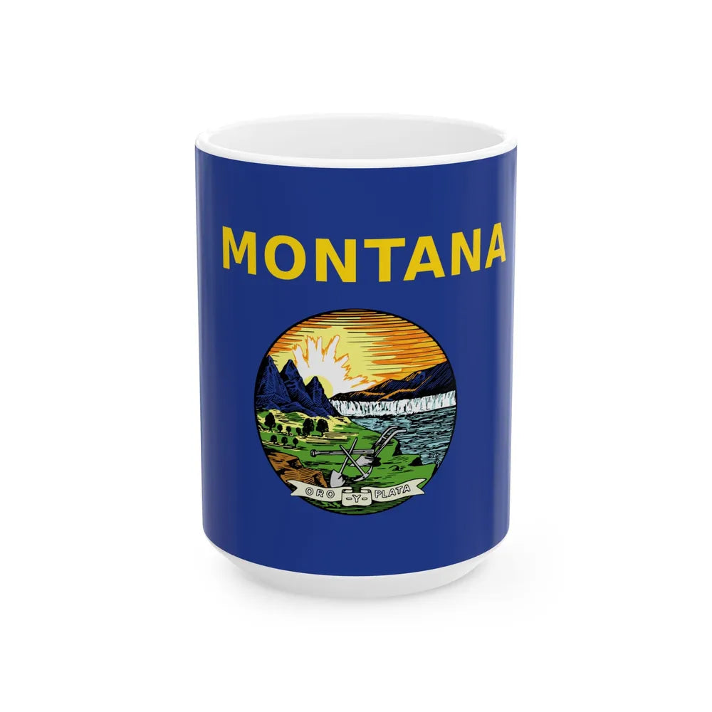 Flag of the State of Montana (United States) White Coffee Mug 15oz - Go Mug Yourself