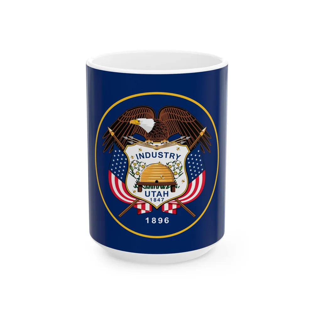 Flag of the State of Utah 2011-2024 (United States) White Coffee Mug 15oz - Go Mug Yourself