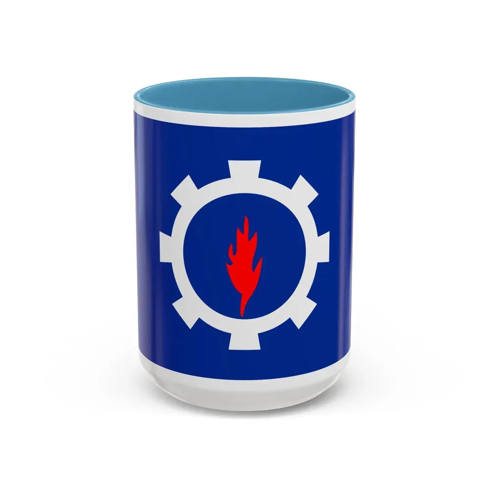 Flag of the Suez Governorate Egypt - Accent Coffee Mug 15oz Light Blue - Go Mug Yourself