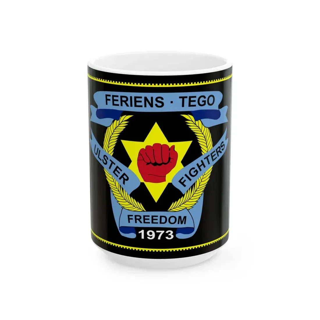 Flag of the Ulster Freedom Fighters (Ireland) White Coffee Mug 15oz - Go Mug Yourself