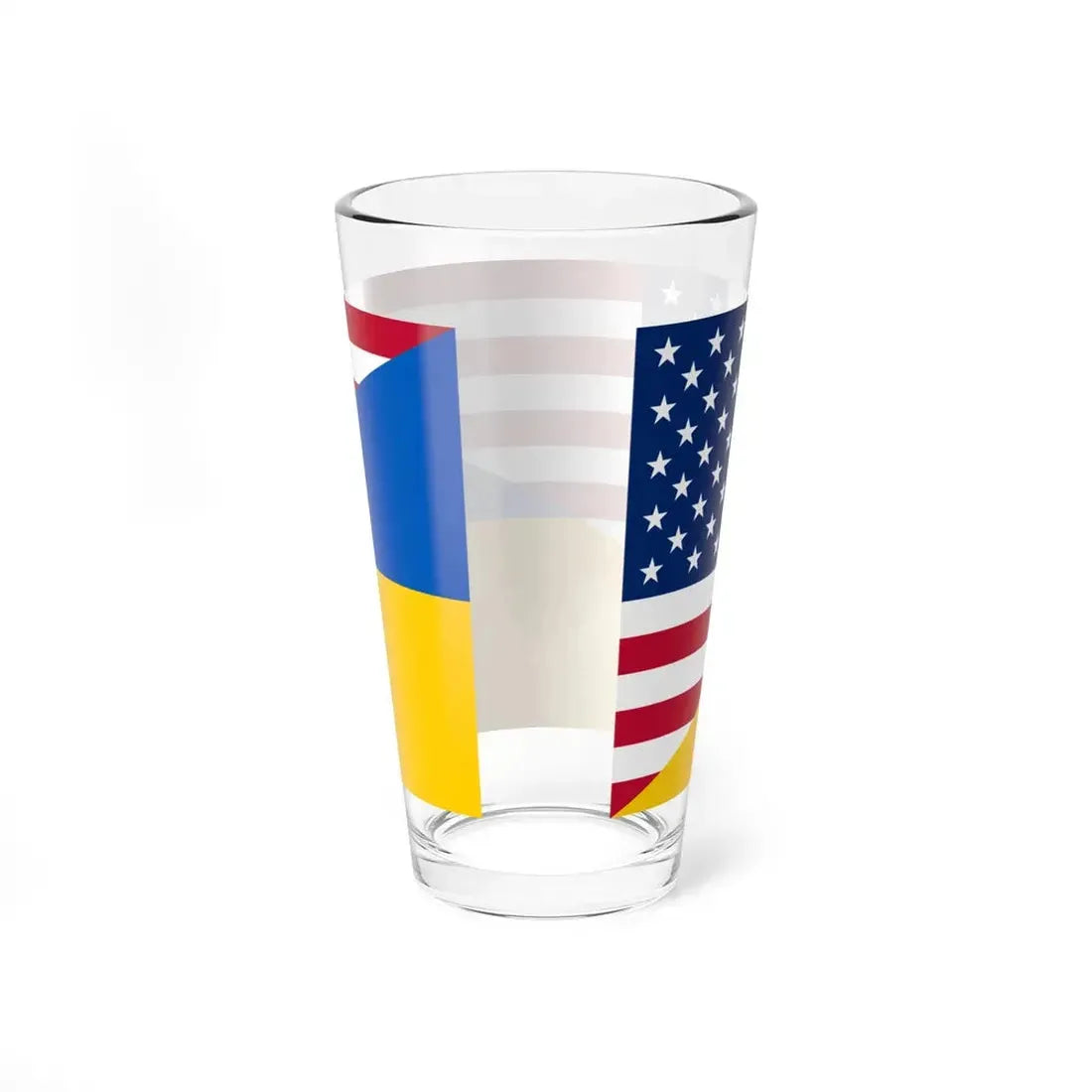 Flag of the United States and Ukraine (Ukraine) Pint Glass 16oz - Go Mug Yourself