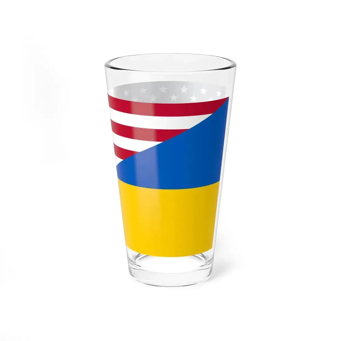 Flag of the United States and Ukraine (Ukraine) Pint Glass 16oz - Go Mug Yourself