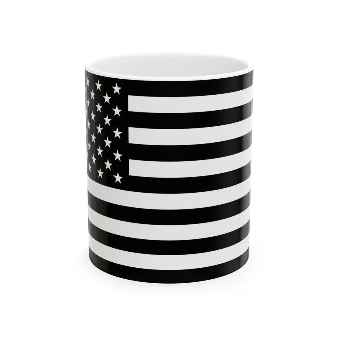 Flag of the United States black and white variant 1 (United States) White Coffee Mug 11oz - Go Mug Yourself
