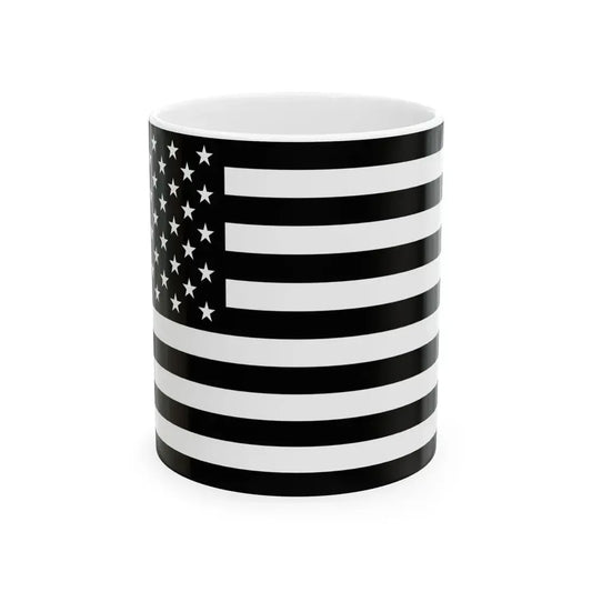 Flag of the United States black and white variant 1 (United States) White Coffee Mug 11oz - Go Mug Yourself