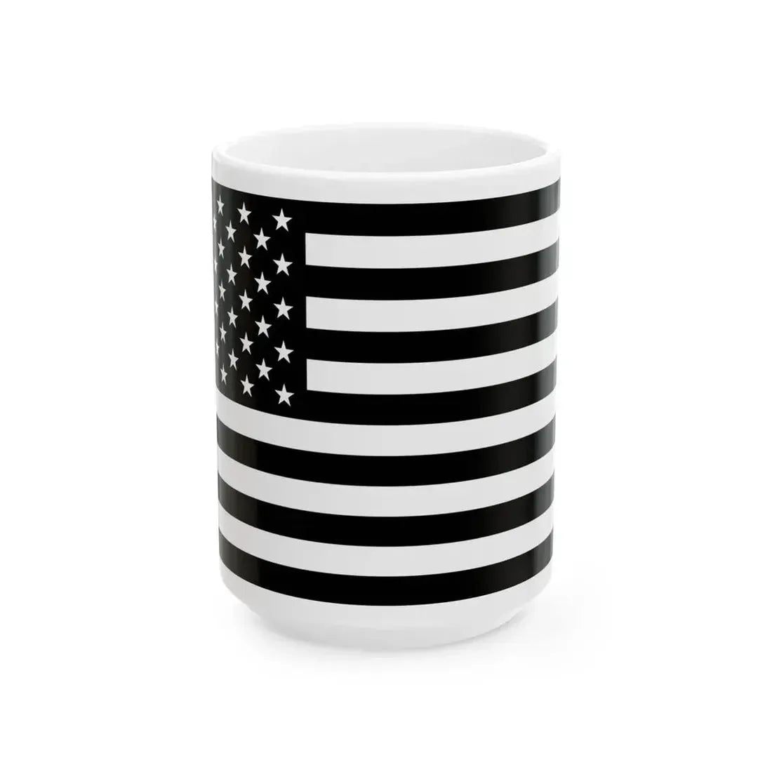 Flag of the United States black and white variant 1 (United States) White Coffee Mug 15oz - Go Mug Yourself