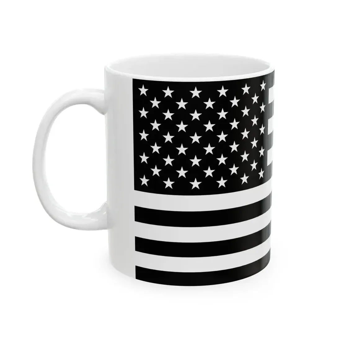 Flag of the United States black and white variant 1 (United States) White Coffee Mug - Go Mug Yourself