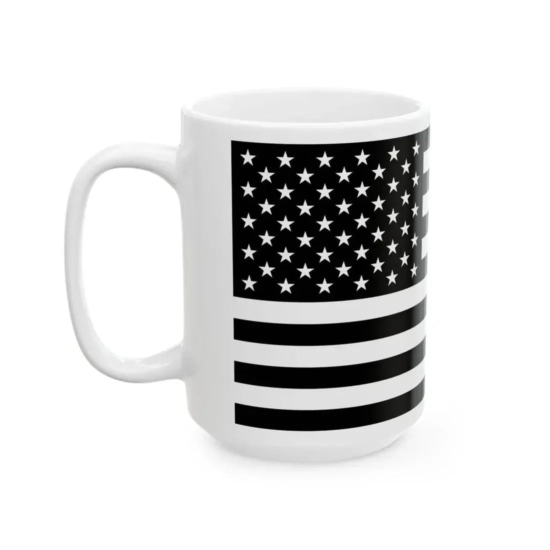 Flag of the United States black and white variant 1 (United States) White Coffee Mug - Go Mug Yourself