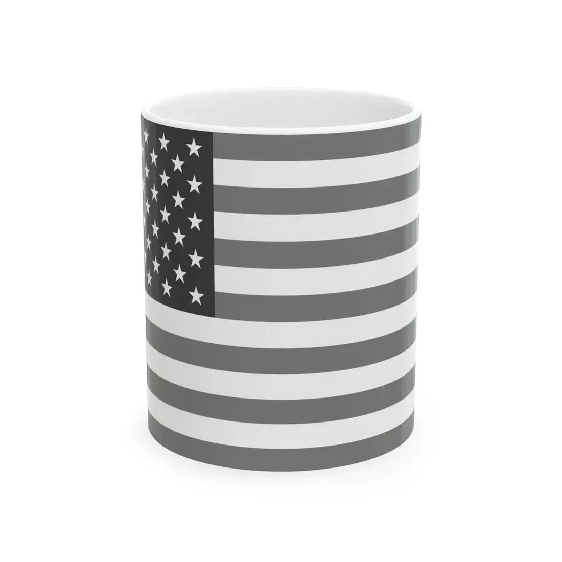 Flag of the United States black and white variant 2 (United States) White Coffee Mug 11oz - Go Mug Yourself