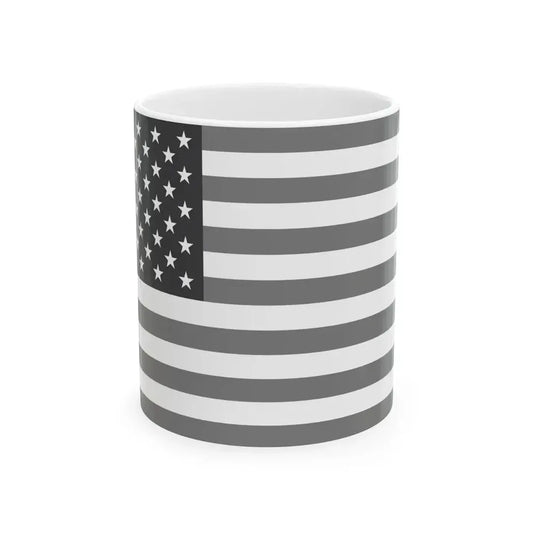 Flag of the United States black and white variant 2 (United States) White Coffee Mug 11oz - Go Mug Yourself