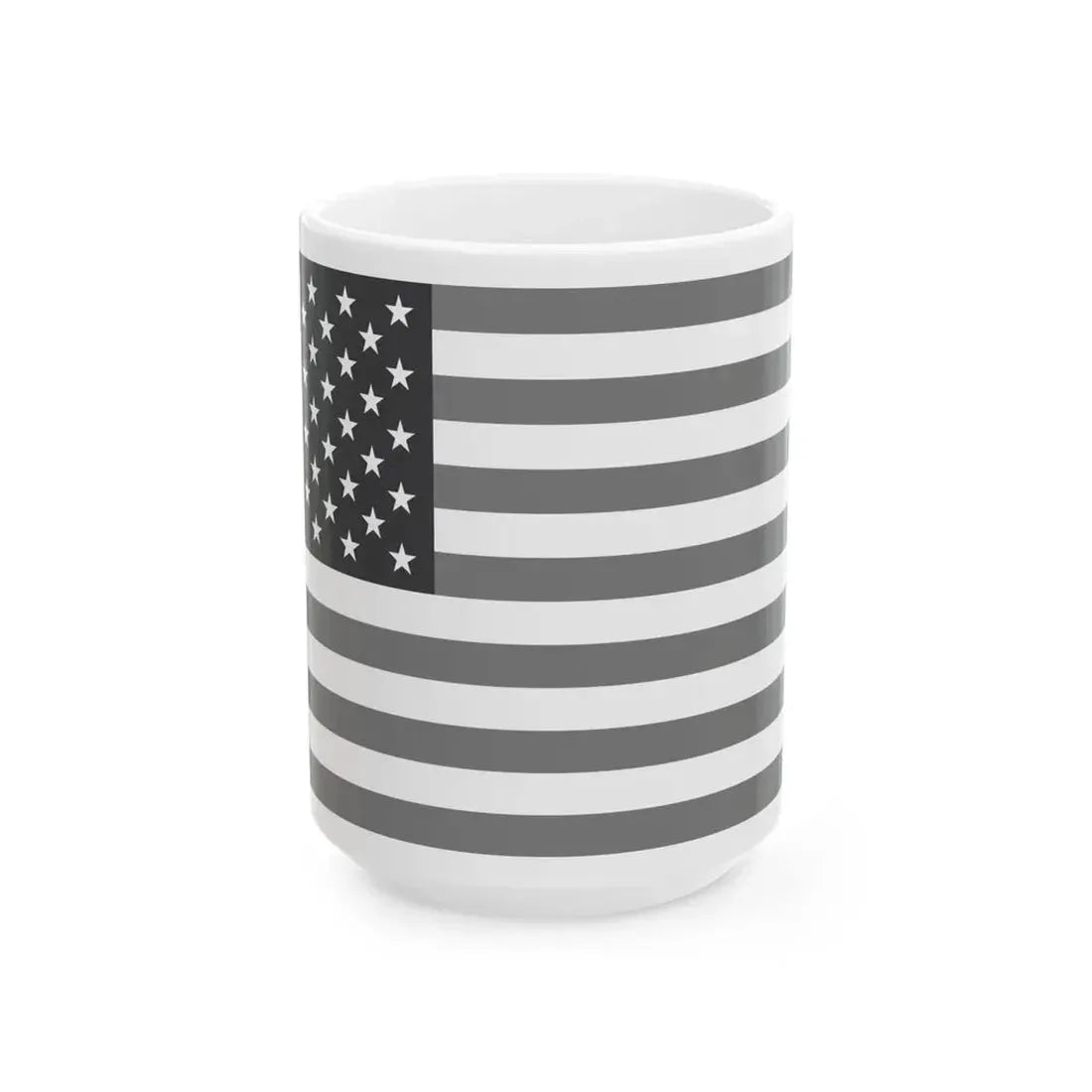Flag of the United States black and white variant 2 (United States) White Coffee Mug 15oz - Go Mug Yourself