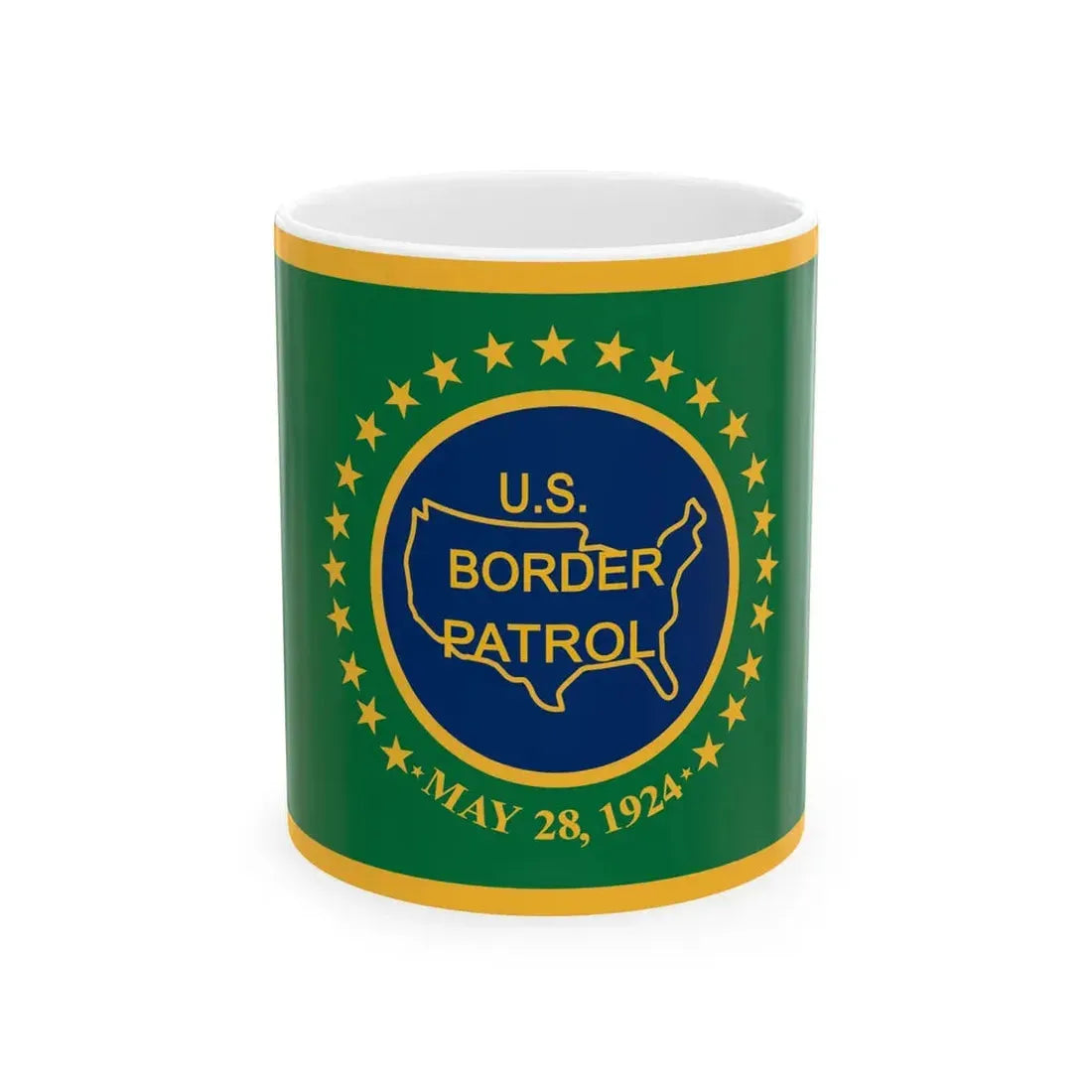 Flag of the United States Border Patrol (United States) White Coffee Mug 11oz - Go Mug Yourself