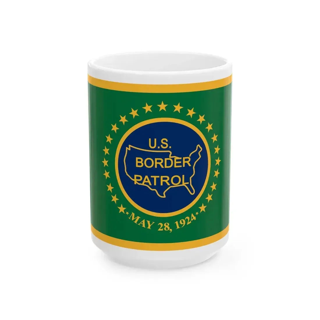 Flag of the United States Border Patrol (United States) White Coffee Mug 15oz - Go Mug Yourself