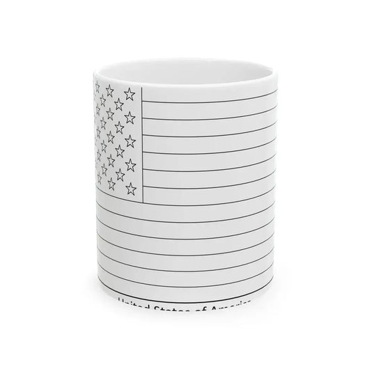 Flag of the United States colouring page (United States) White Coffee Mug 11oz - Go Mug Yourself