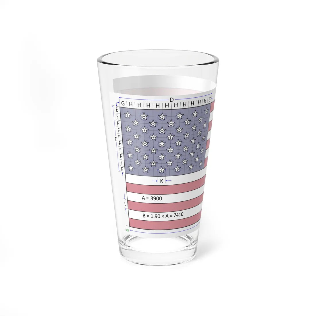 Flag of the United States construction sheet (United States) Pint Glass 16oz - Go Mug Yourself