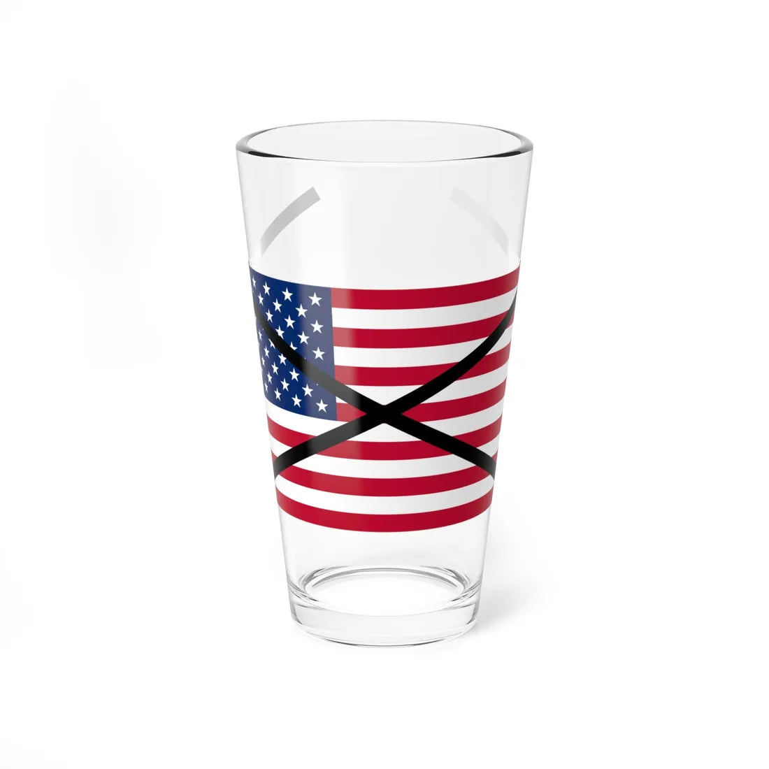 Flag of the United States crossed out (United States) Pint Glass 16oz 16oz - Go Mug Yourself