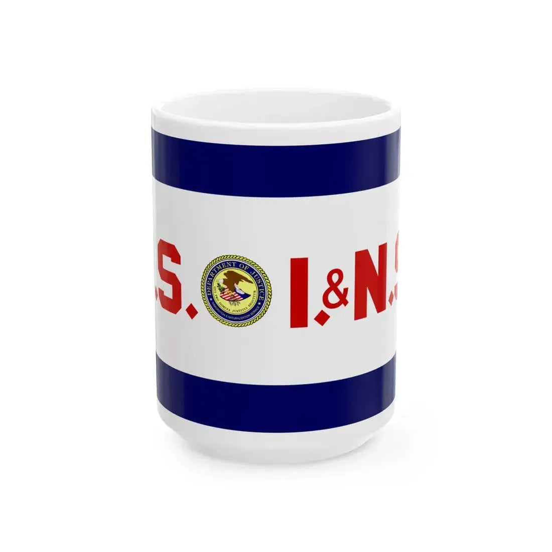 Flag of the United States Immigration and Naturalization Service (United States) White Coffee Mug 15oz - Go Mug Yourself