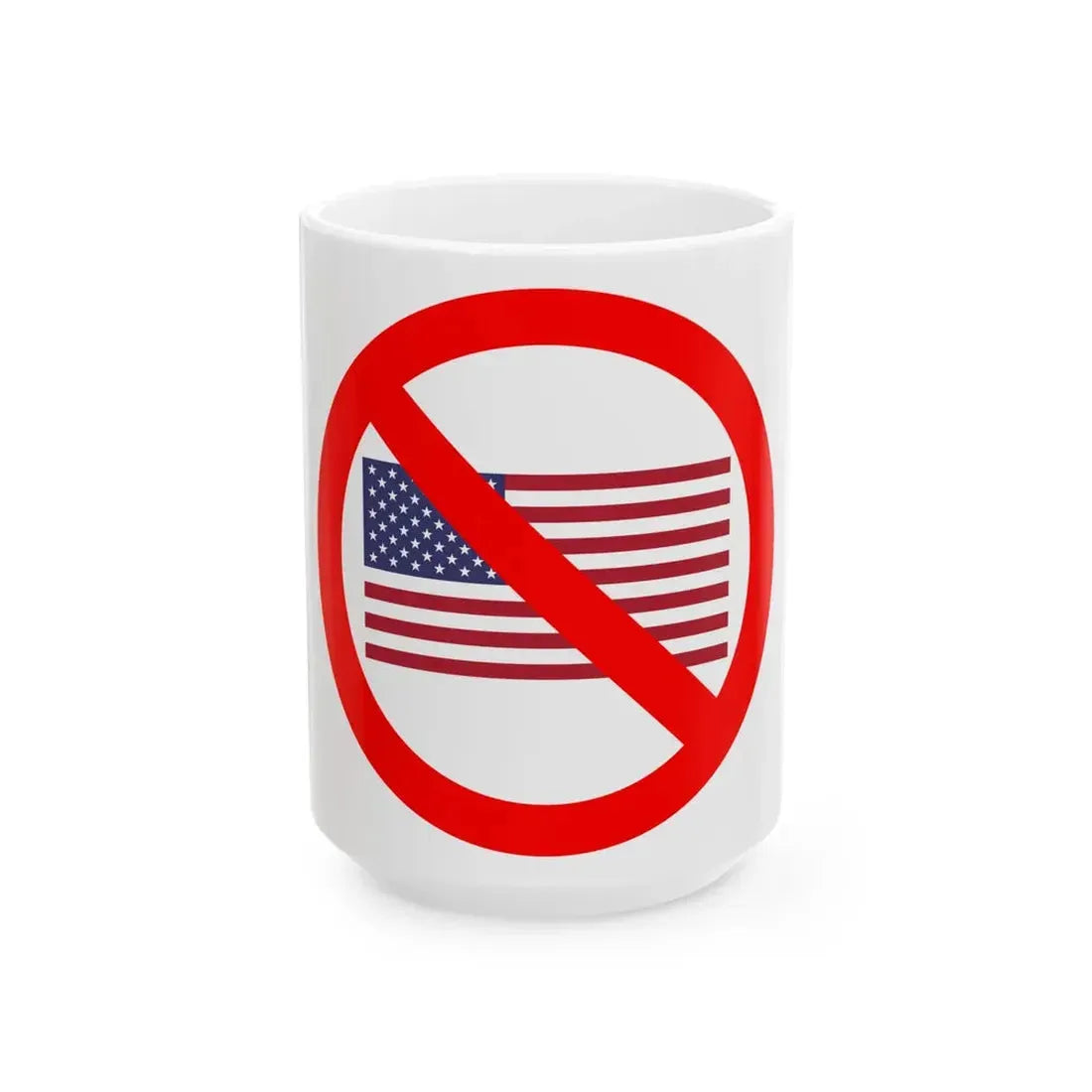 Flag of the United States in red circle with slash (United States) White Coffee Mug 15oz - Go Mug Yourself