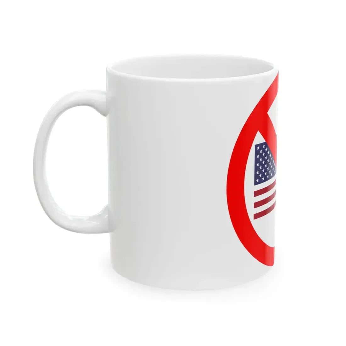 Flag of the United States in red circle with slash (United States) White Coffee Mug - Go Mug Yourself