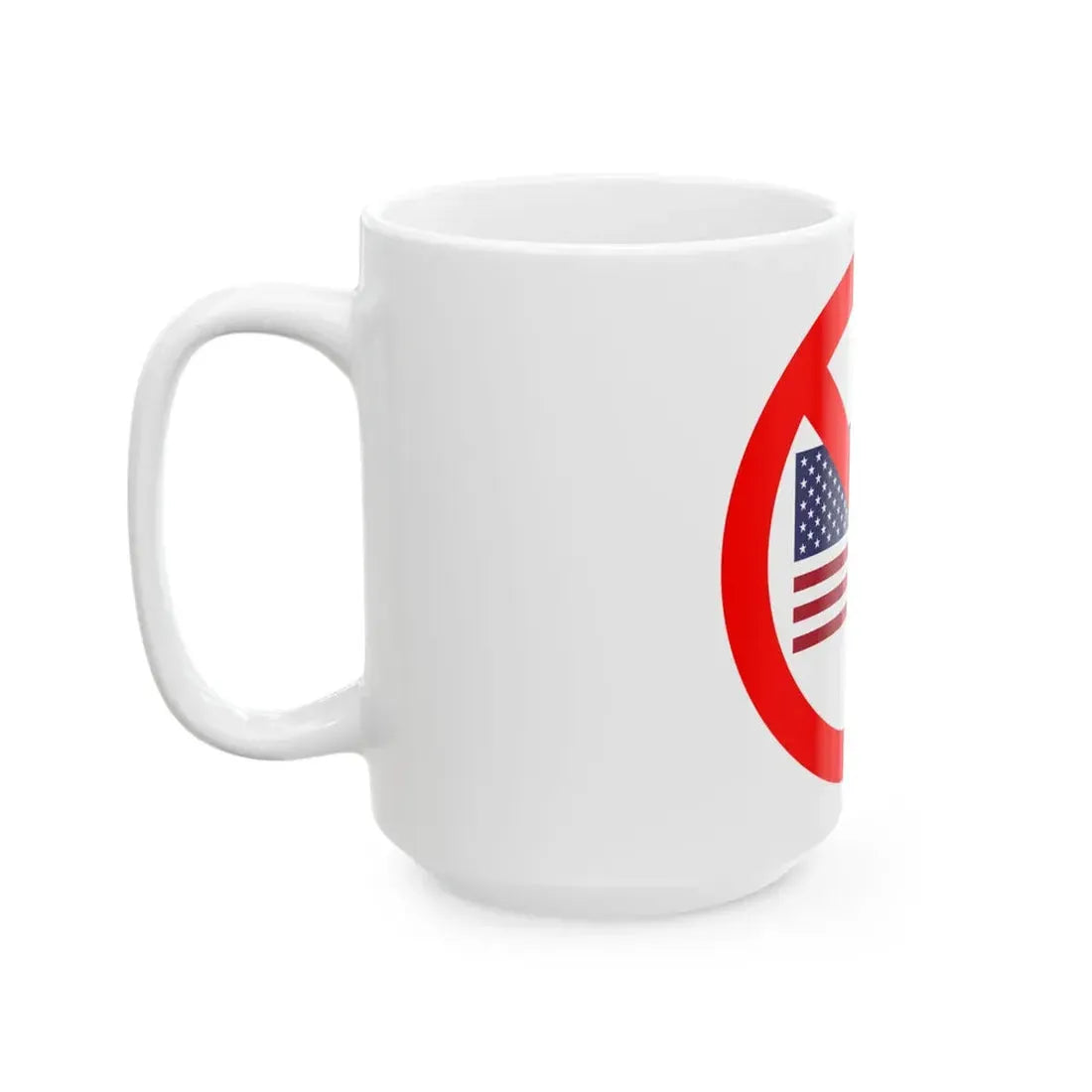 Flag of the United States in red circle with slash (United States) White Coffee Mug - Go Mug Yourself