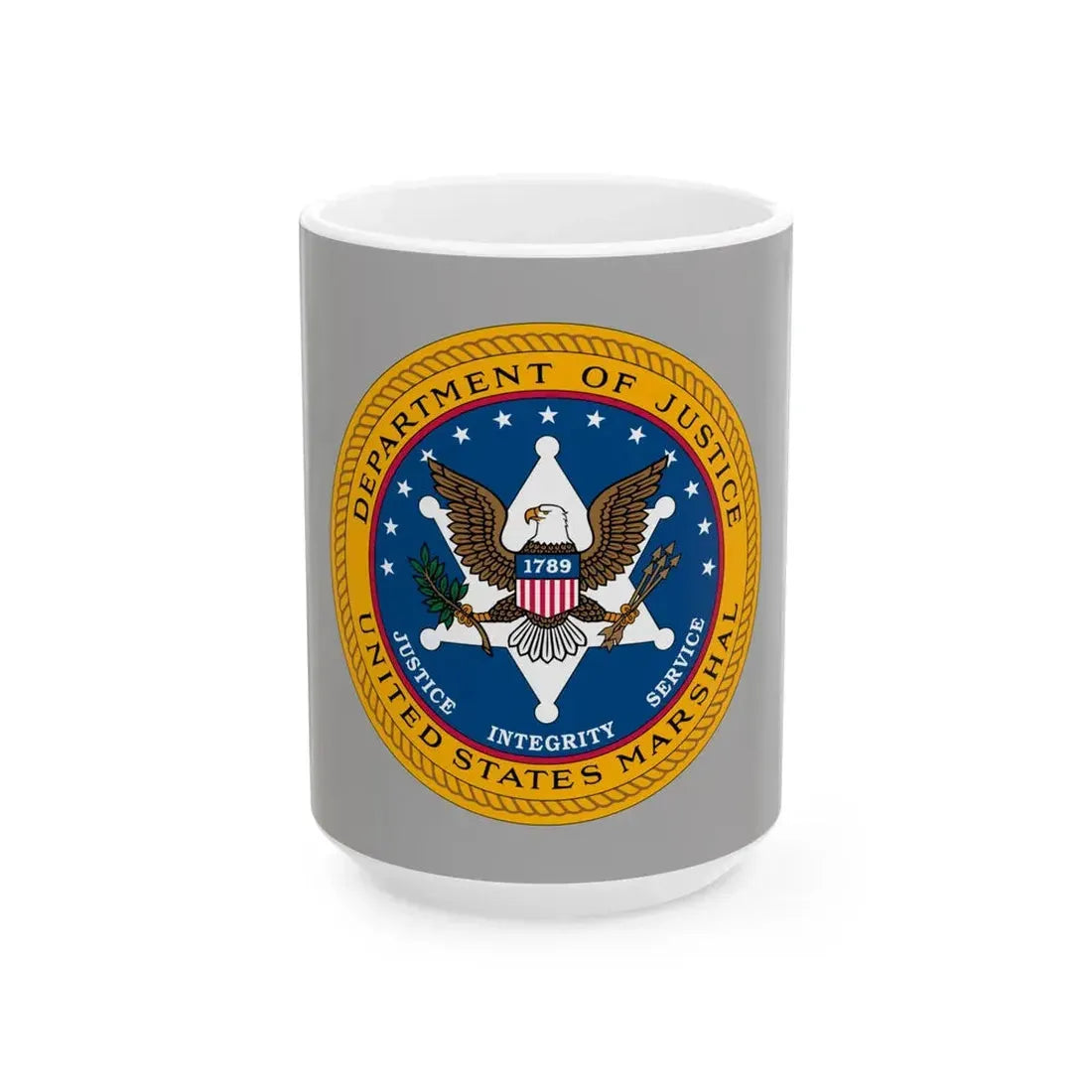 Flag of the United States Marshals Service variant (United States) White Coffee Mug 15oz - Go Mug Yourself