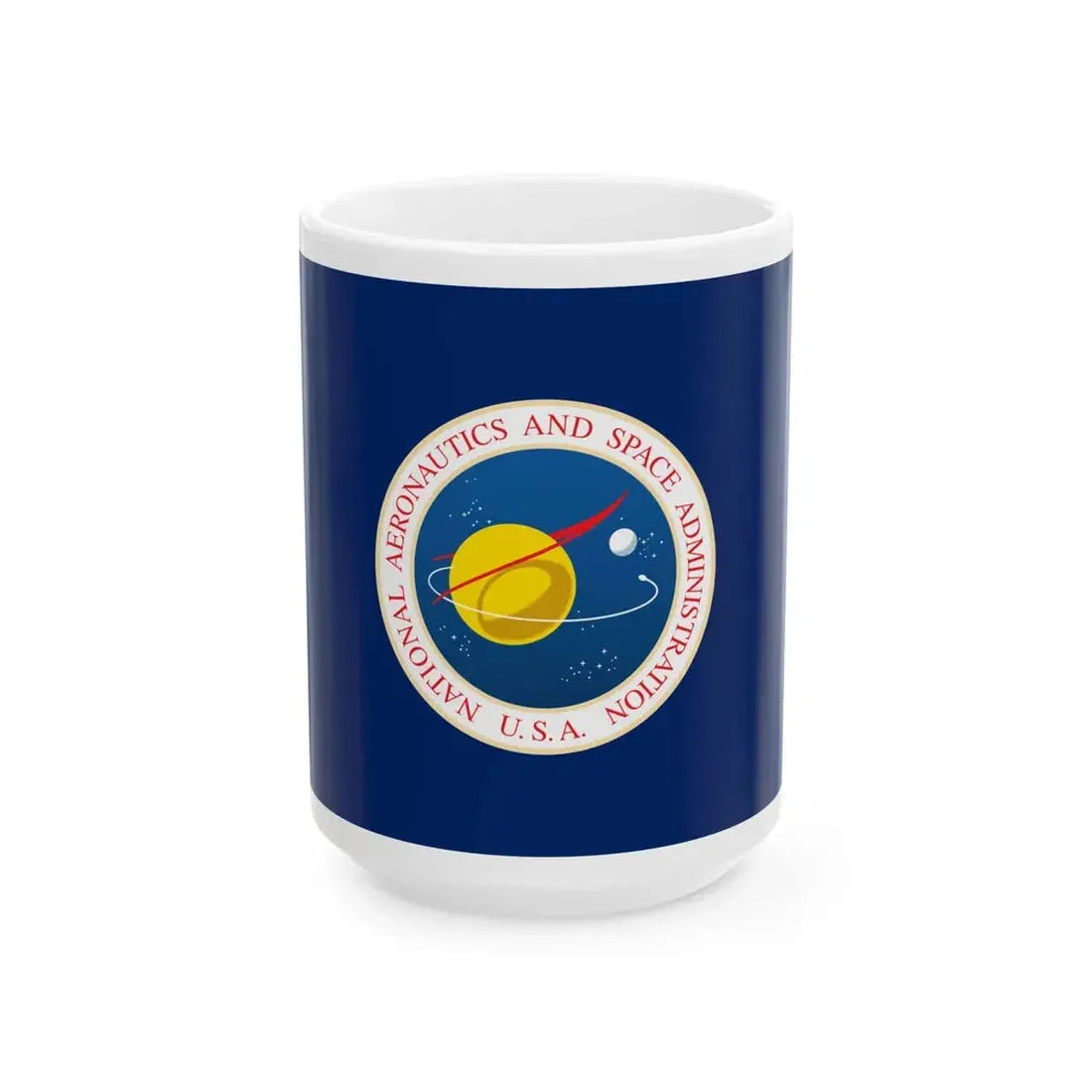 Flag of the United States National Aeronautics and Space Administration (United States) White Coffee Mug 15oz - Go Mug Yourself