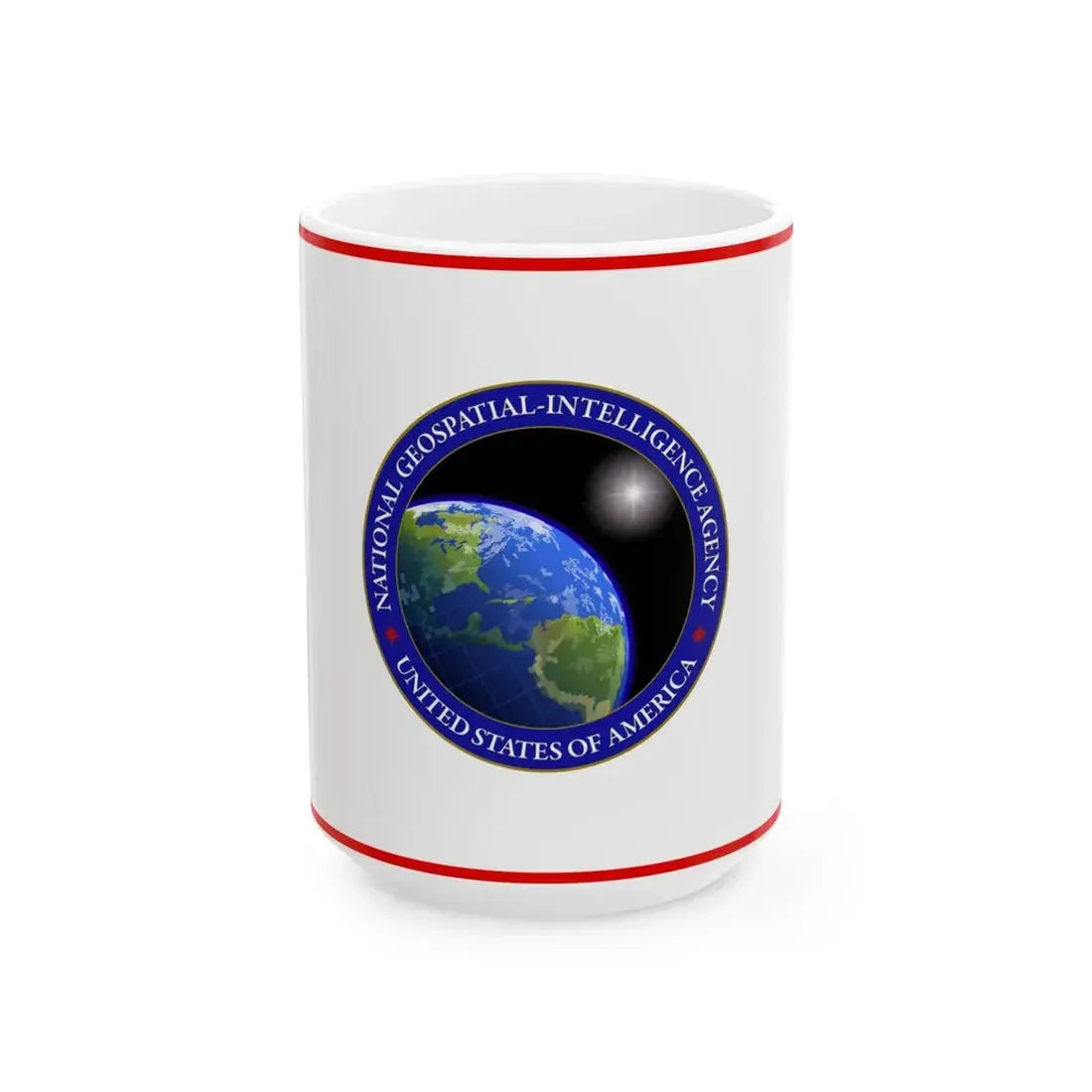 Flag of the United States National Geospatial-Intelligence Agency (United States) White Coffee Mug 15oz - Go Mug Yourself