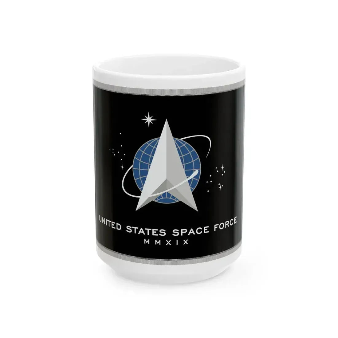 Flag of the United States Space Force fringed (United States) White Coffee Mug 15oz - Go Mug Yourself