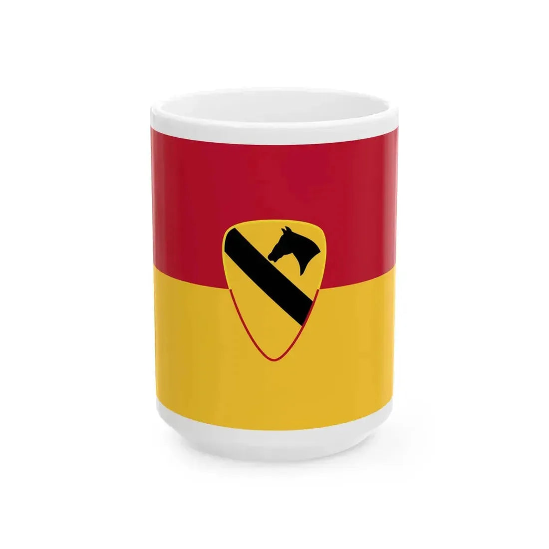 Flag of the U.S. Army 1st Cavalry Division (United States) White Coffee Mug 15oz - Go Mug Yourself