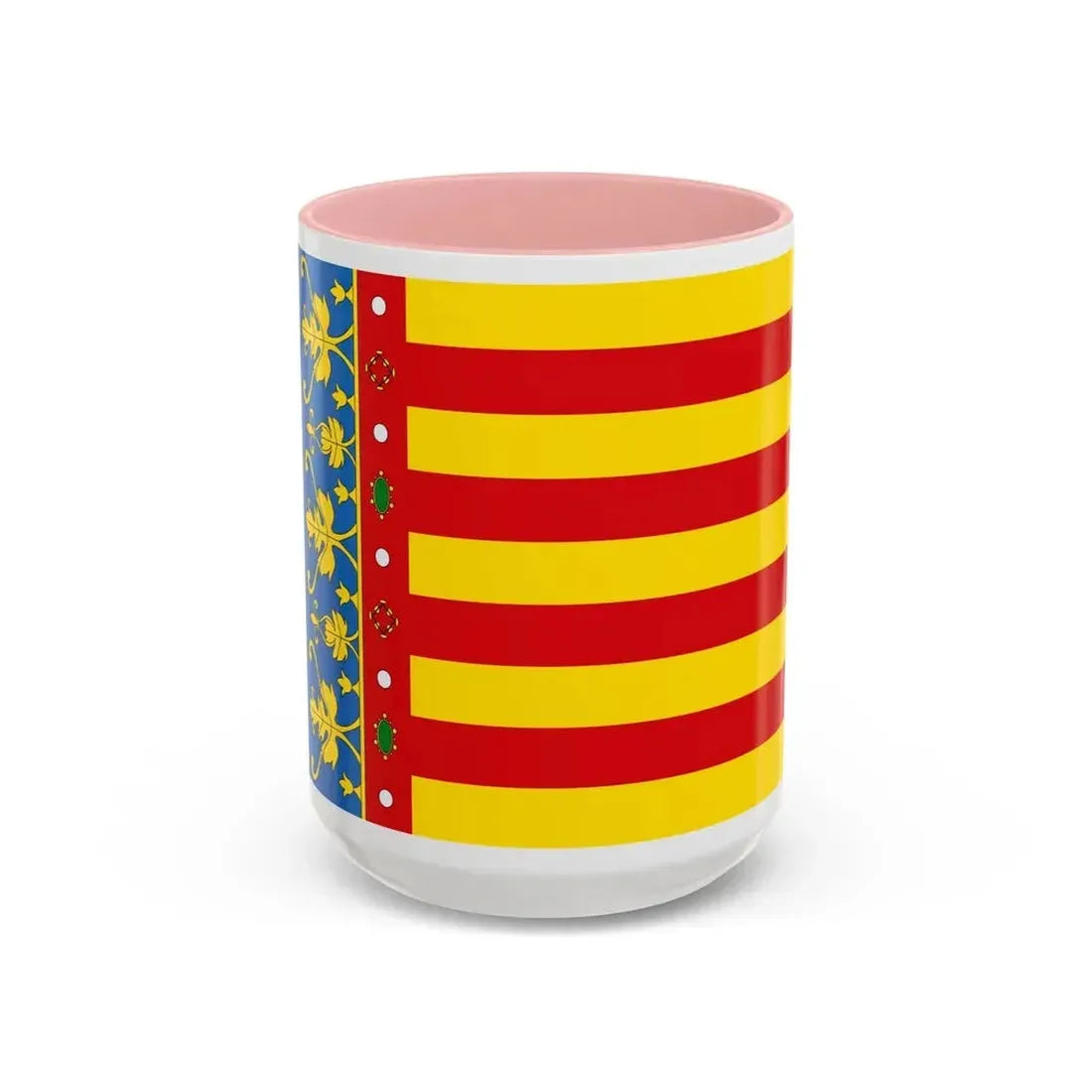 Flag of the Valencia Spain - Accent Coffee Mug 15oz Pink - Go Mug Yourself
