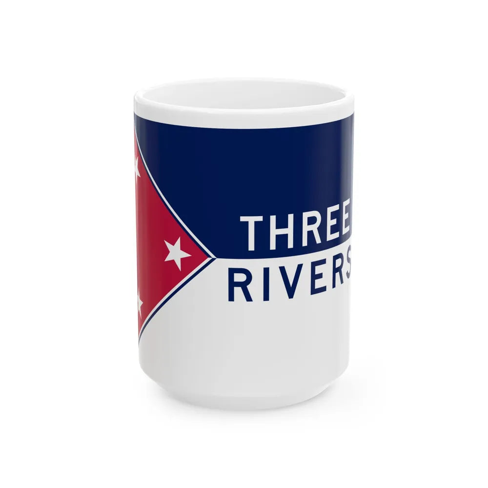 Flag of Three Rivers Michigan (United States) White Coffee Mug 15oz - Go Mug Yourself