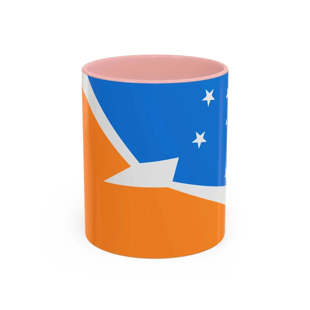Flag of Tierra del Fuego Province Argentina - Accent Coffee Mug 11oz Pink - Go Mug Yourself