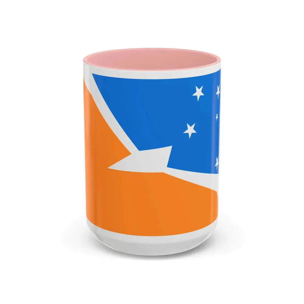 Flag of Tierra del Fuego Province Argentina - Accent Coffee Mug 15oz Pink - Go Mug Yourself