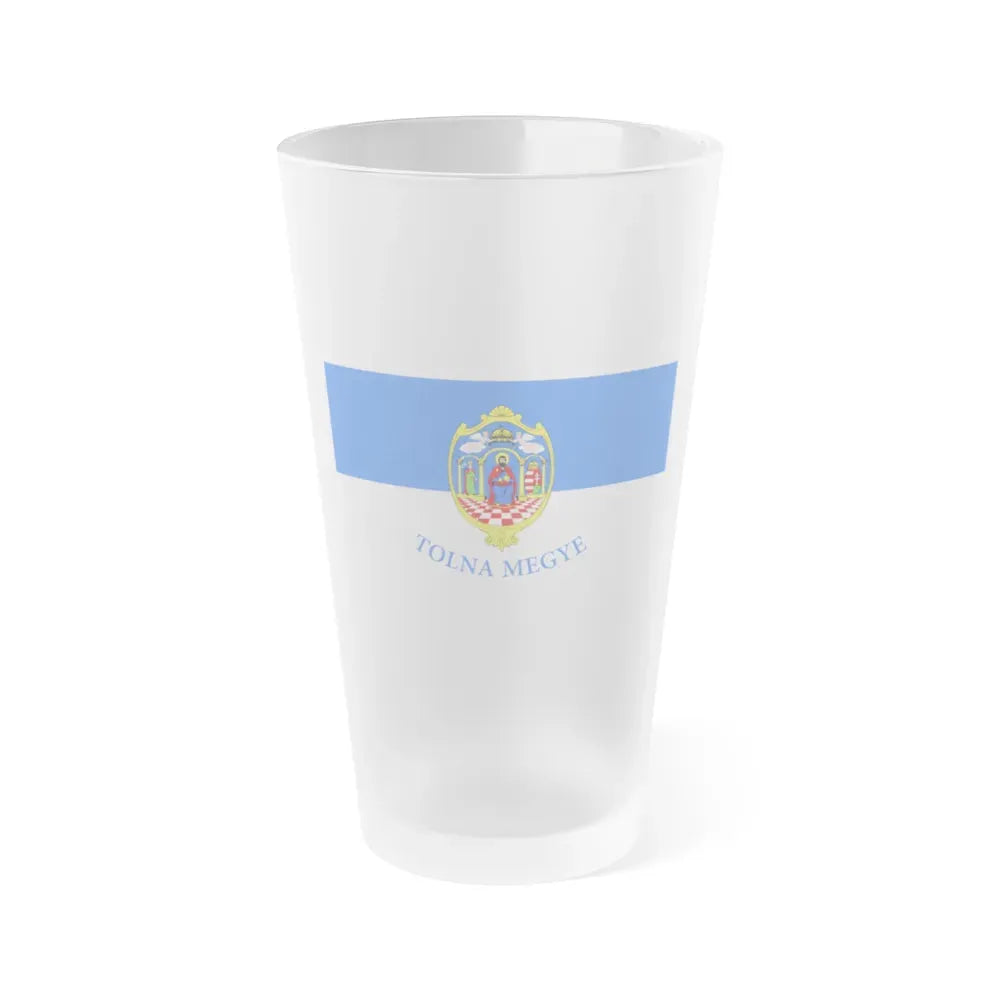 Flag of Tolna County Hungary - Frosted Pint Glass 16oz 16oz Frosted - Go Mug Yourself