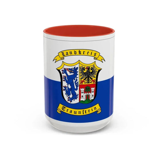 Flag of Traunstein Germany - Accent Coffee Mug 15oz Red - Go Mug Yourself
