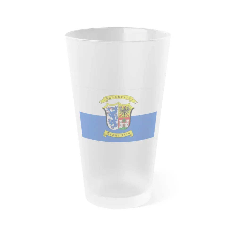 Flag of Traunstein Germany - Frosted Pint Glass 16oz 16oz Frosted - Go Mug Yourself