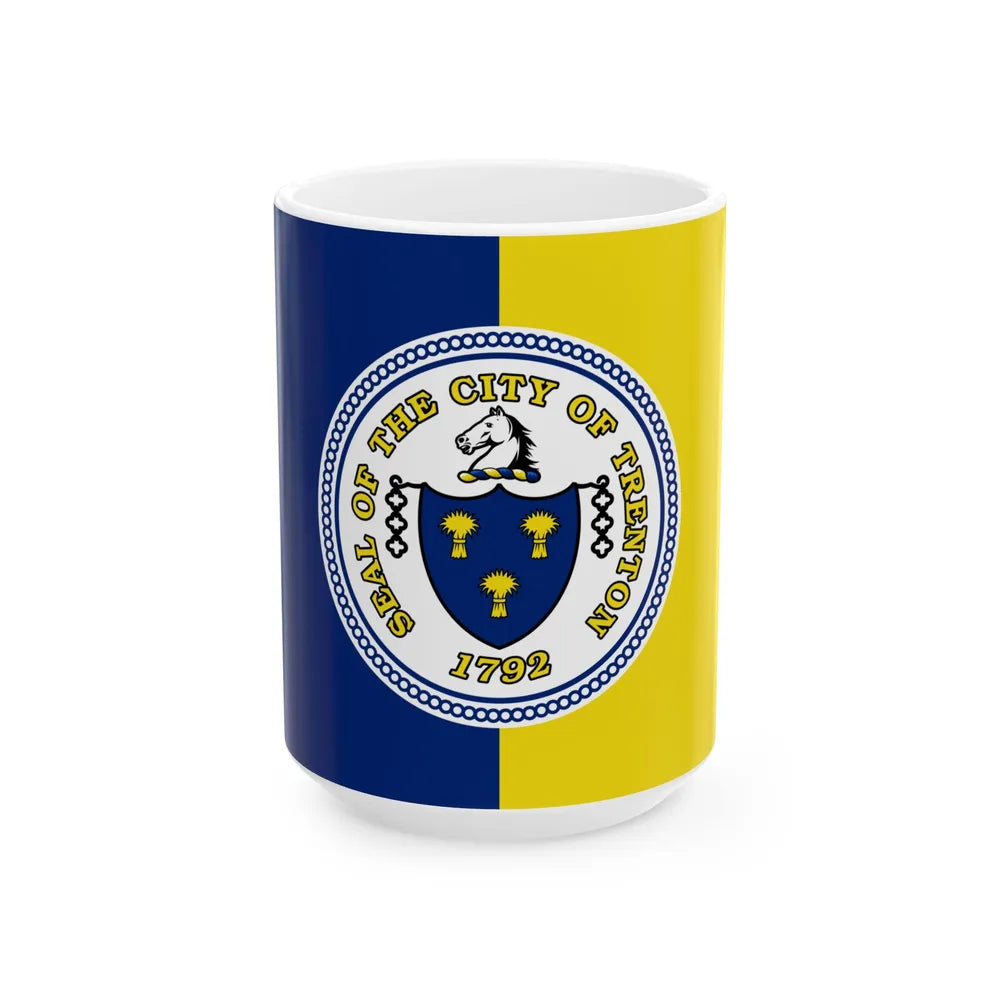 Flag of Trenton New Jersey (United States) White Coffee Mug 15oz - Go Mug Yourself