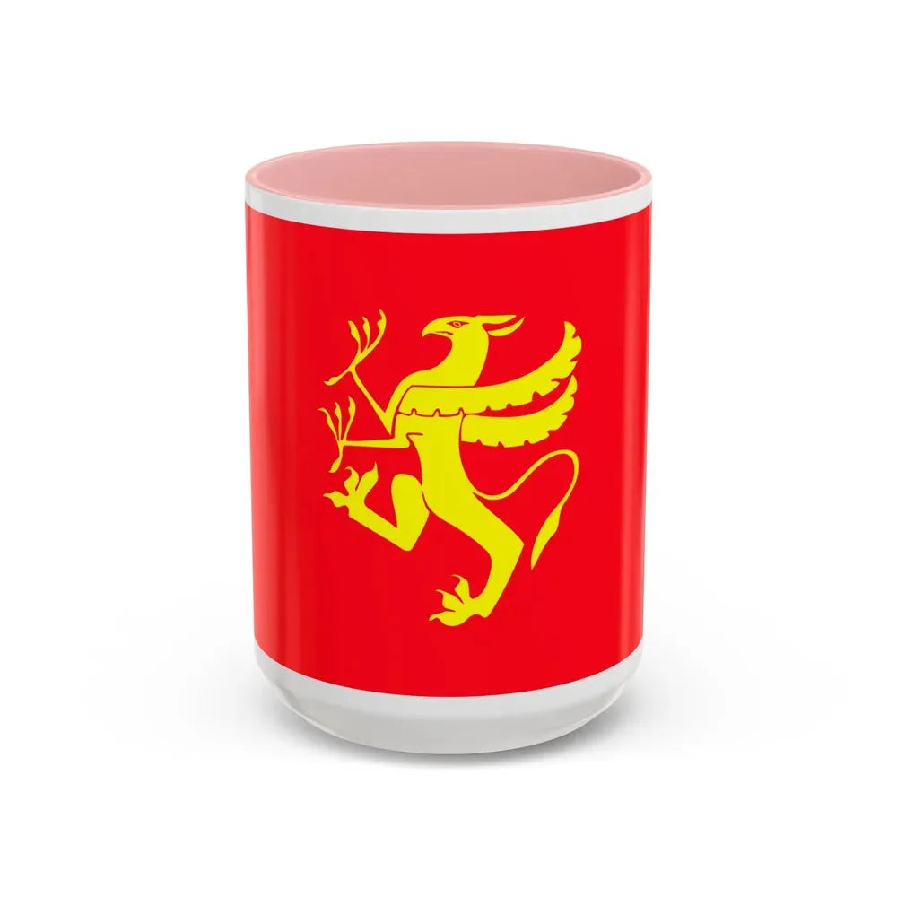 Flag of Troms Norway - Accent Coffee Mug 15oz Pink - Go Mug Yourself