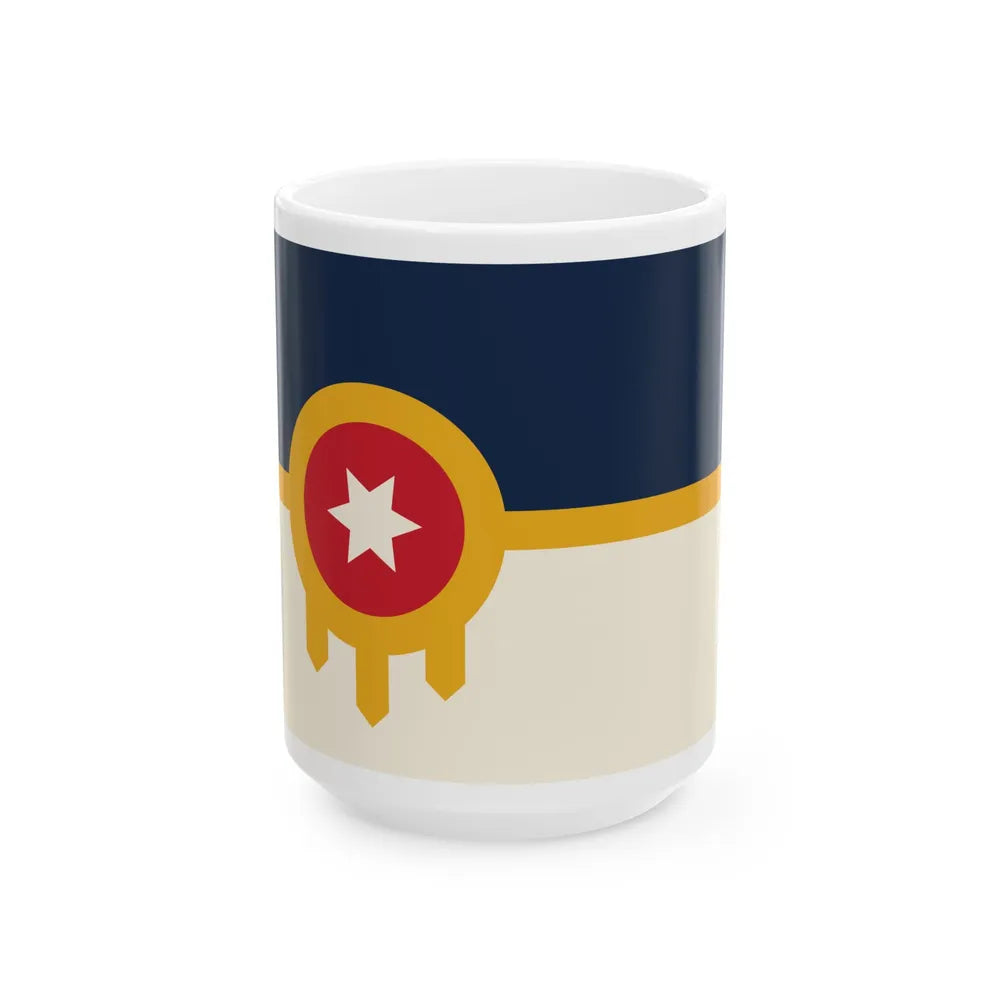 Flag of Tulsa Oklahoma 2018 (United States) White Coffee Mug 15oz - Go Mug Yourself