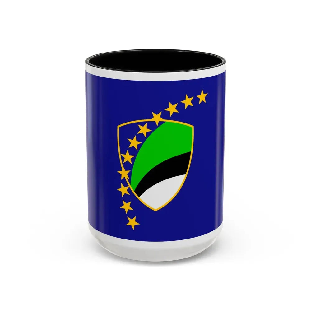 Flag of Tuzla Canton Bosnia and Herzegovina - Accent Coffee Mug 15oz Black - Go Mug Yourself