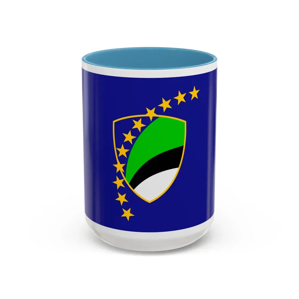 Flag of Tuzla Canton Bosnia and Herzegovina - Accent Coffee Mug 15oz Light Blue - Go Mug Yourself