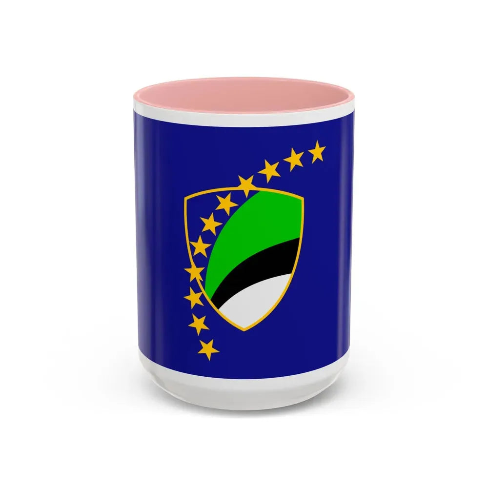 Flag of Tuzla Canton Bosnia and Herzegovina - Accent Coffee Mug 15oz Pink - Go Mug Yourself