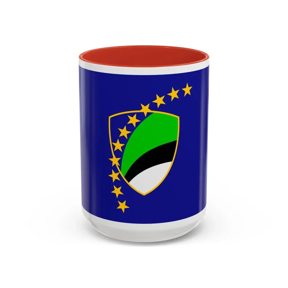 Flag of Tuzla Canton Bosnia and Herzegovina - Accent Coffee Mug 15oz Red - Go Mug Yourself