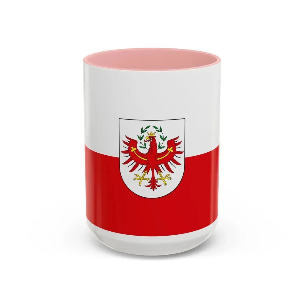 Flag of Tyrol Tirol Austria - Accent Coffee Mug 15oz Pink - Go Mug Yourself