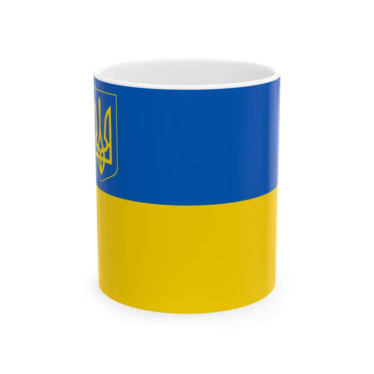Flag of Ukraine with coat of arms 2 (Ukraine) White Coffee Mug 11oz - Go Mug Yourself