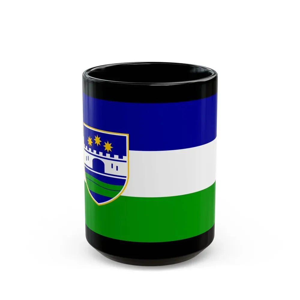 Flag of Una Sana Canton Bosnia and Herzegovina - Black Coffee Mug 15oz - Go Mug Yourself